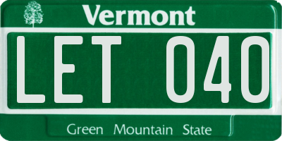 VT license plate LET040