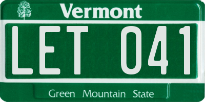 VT license plate LET041