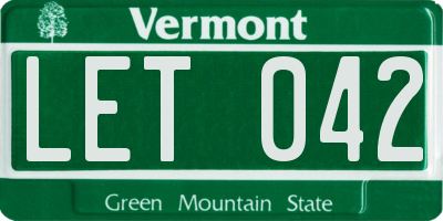 VT license plate LET042