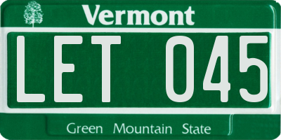 VT license plate LET045