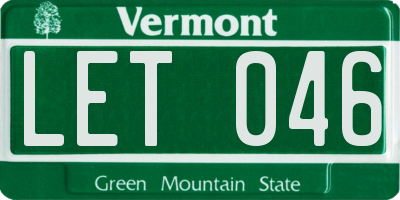 VT license plate LET046