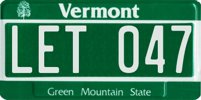 VT license plate LET047
