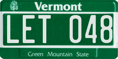 VT license plate LET048