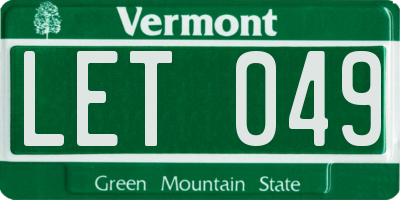 VT license plate LET049