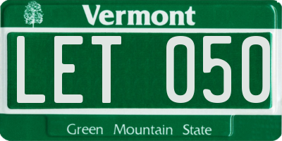 VT license plate LET050