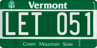 VT license plate LET051
