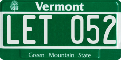 VT license plate LET052
