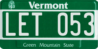 VT license plate LET053