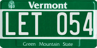 VT license plate LET054