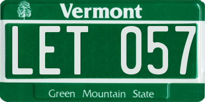 VT license plate LET057