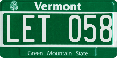 VT license plate LET058