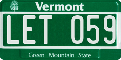 VT license plate LET059