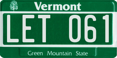 VT license plate LET061