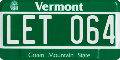 VT license plate LET064