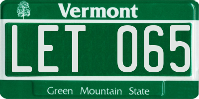 VT license plate LET065