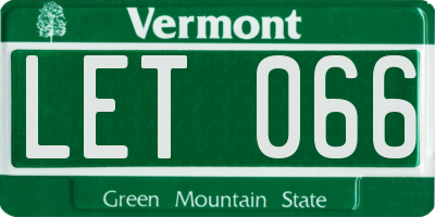 VT license plate LET066