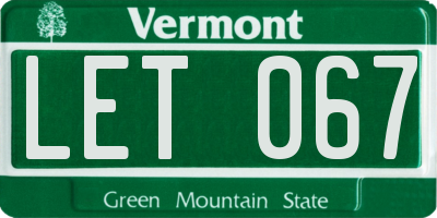 VT license plate LET067