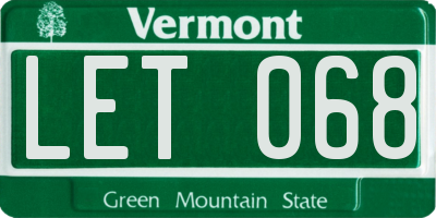 VT license plate LET068