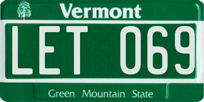VT license plate LET069