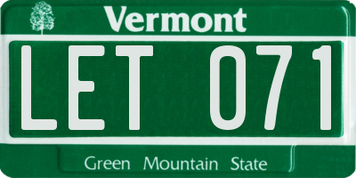 VT license plate LET071