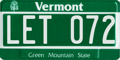 VT license plate LET072