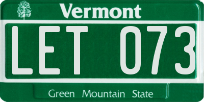 VT license plate LET073