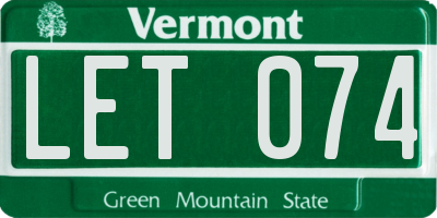 VT license plate LET074