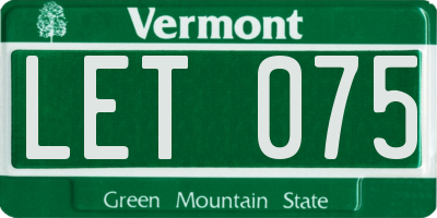 VT license plate LET075