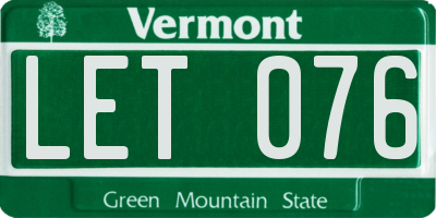VT license plate LET076