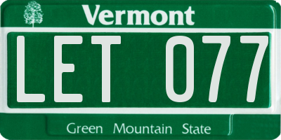 VT license plate LET077
