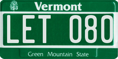 VT license plate LET080