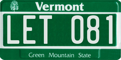 VT license plate LET081
