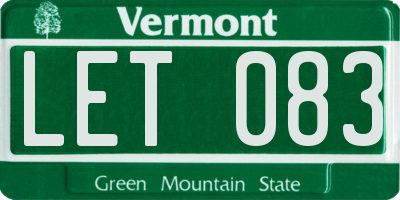 VT license plate LET083