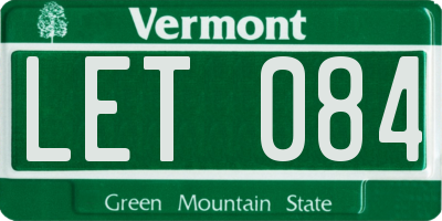 VT license plate LET084