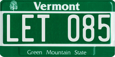 VT license plate LET085