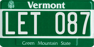 VT license plate LET087