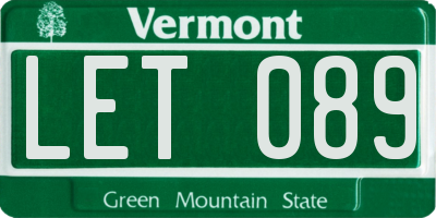 VT license plate LET089