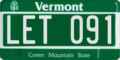 VT license plate LET091
