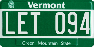 VT license plate LET094