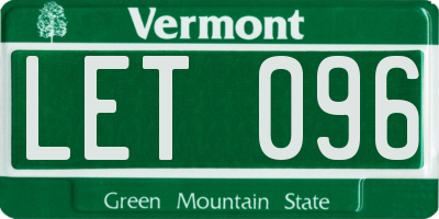 VT license plate LET096