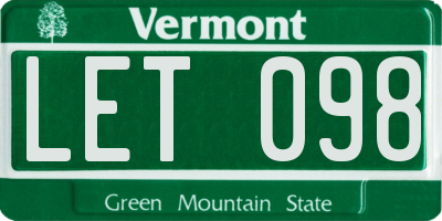 VT license plate LET098