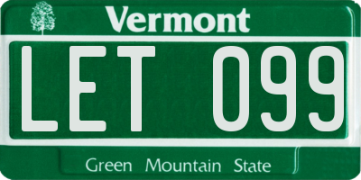 VT license plate LET099
