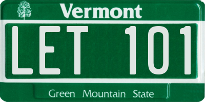 VT license plate LET101