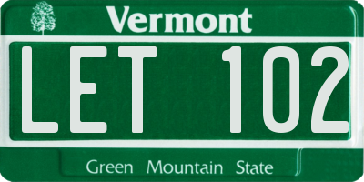 VT license plate LET102