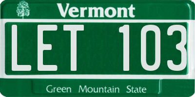 VT license plate LET103