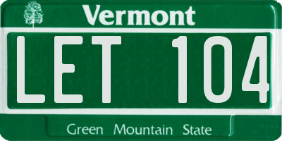 VT license plate LET104