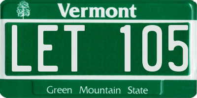 VT license plate LET105