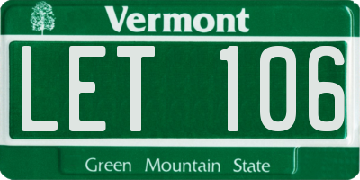 VT license plate LET106