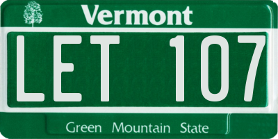 VT license plate LET107