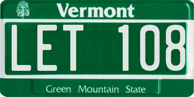 VT license plate LET108